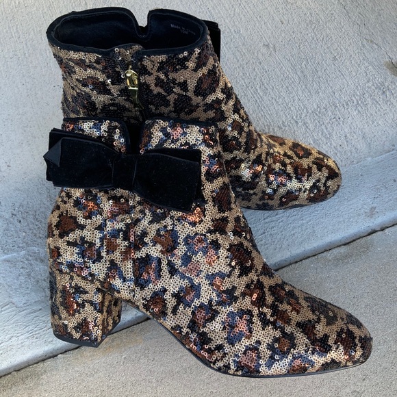 Kate Spade Leopard “Langley” Sequin Booties - Picture 8 of 10